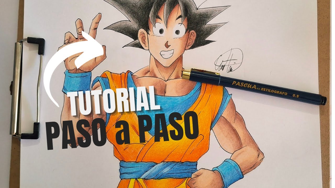 TUTORIAL como dibujar a GOKU (DRAGON BALL) PASO a PASO - YouTube