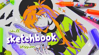 ♡ sketchbook session ♡ 🦇 halloween edition! 👻 \/\/ ft. decobrush markers