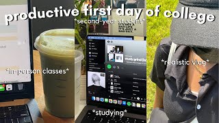 STUDY VLOG | 7 AM productive first day of uni (inperson classes, studying, & organizing )