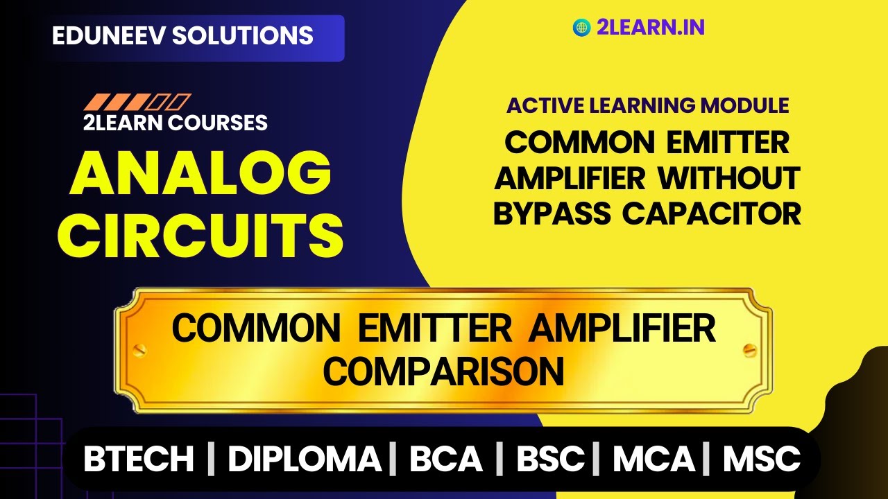 Common Emitter Amplifier without Bypass Capacitor | Comparison Between CE, CB & CC