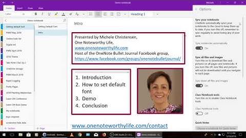 How to set the default font in OneNote for Windows 10