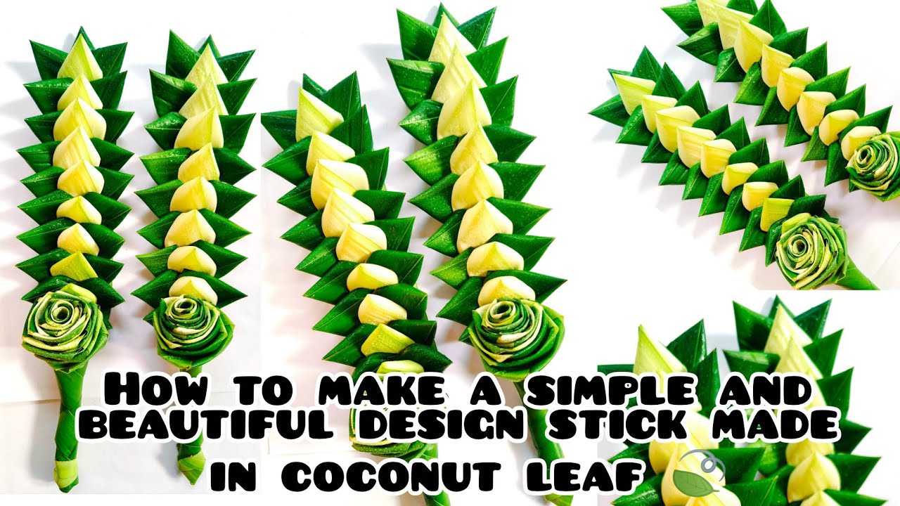 How to Make a Coconut Leaf🌿 design stick Eco-Friendly Craft | Handmade