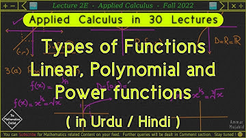 Polynomial, linear and power functions in urdu hindi | Types of functions | Lec 2E