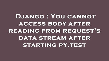Django : You cannot access body after reading from request