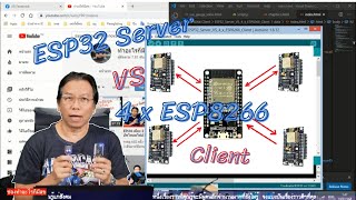 EP.26 ESP32 Server vs 4x ESP8266 Client  Communication สื่อสารข้อมูลในเครือข่าย esp32 server