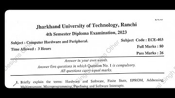 Jharkhand Diploma 4th Semester CHP | PYQ | 2023 | CSE | #questionpaper #Diploma #4thsem #pyq #2023