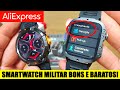 Smartwatch militar bom e barato do aliexpress  prova dgua e com lanterna unboxing
