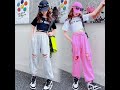 【2022 GW セール】【110-170】ストリート系 アルファベット ボウタイ 半袖 Tシャツ＋ダメージ加工 パンツ 夏 子供服 女の子 上下セット