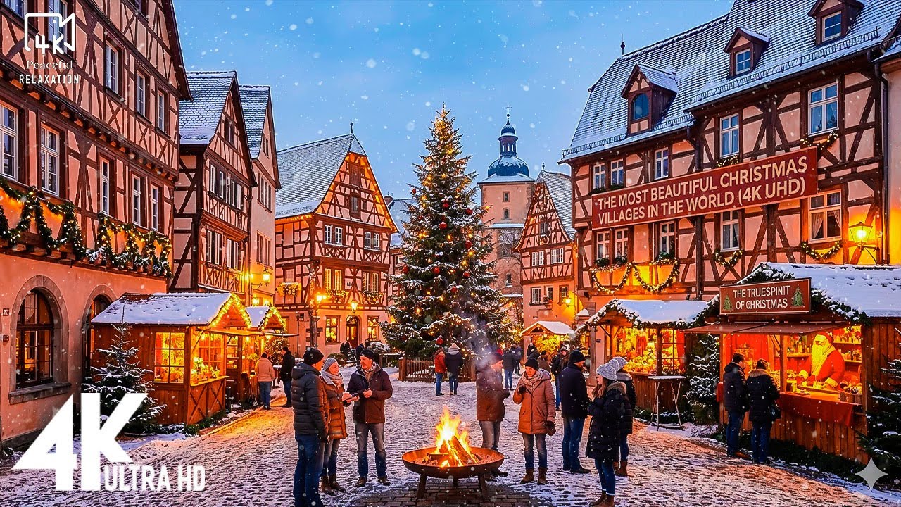 САМЫЕ КРАСИВЫЕ РОЖДЕСТВЕНСКИЕ ДЕРЕВНИ В МИРЕ (4K UHD) 🧑‍🎄 ИСТИННЫЙ ДУХ РОЖДЕСТВА 🎄