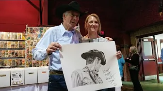 Robert Fuller Autographing Sketch of Jess Harper at MFF 2019.
