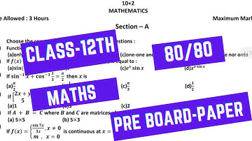 Class-12th Maths pre board paper January 2023