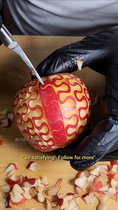 Next-level fruit carving! 🍎 | ඇපල් ආට් | So satisfying to watch! #shorts #fruitart