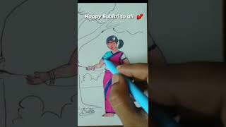 Happy Vat Savitri painting art colour