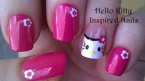 Easy HELLO KITTY Nail Art Tutorial / Pink NAILS Design