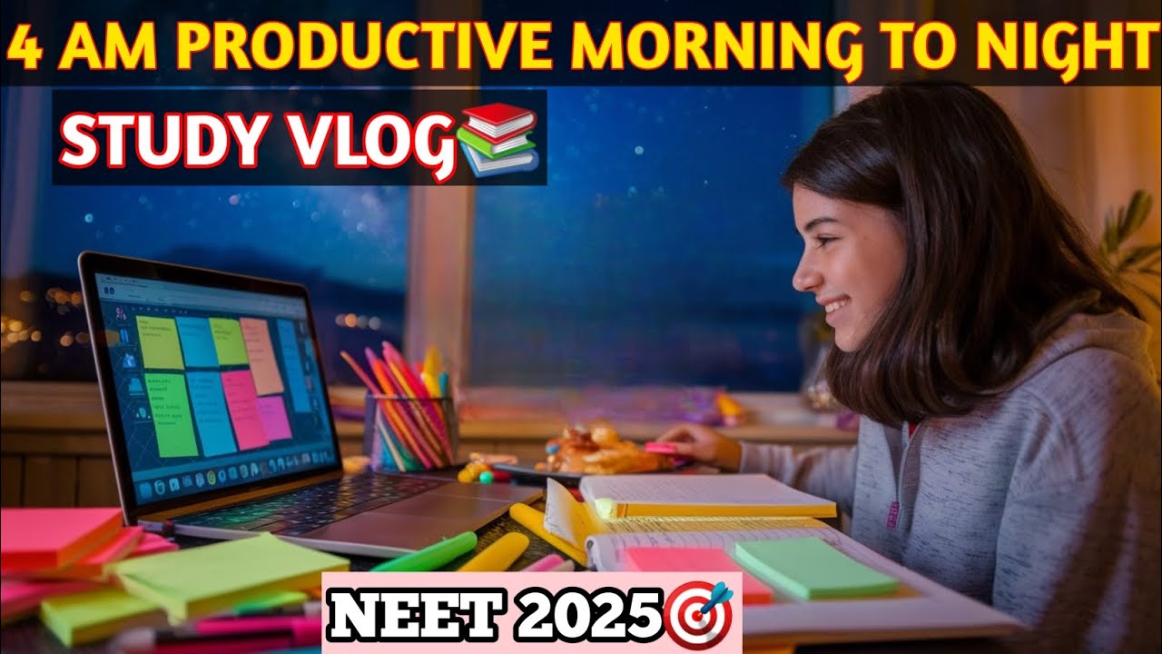 4 AM PRODUCTIVE MORNING TO NIGHT STUDY VLOG📚 || PRODUCTIVITY ON TOP ...