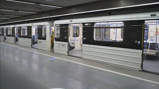 Hungary, Budapest, Metro night ride from Újpest-központ to Lehel tér Hungary, Budapest, Metro night ride from Újpest-központ to Lehel tér