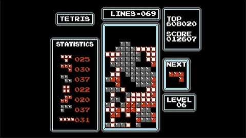 NES Tetris NoRo lvl 0 start 72 lines [World Record]