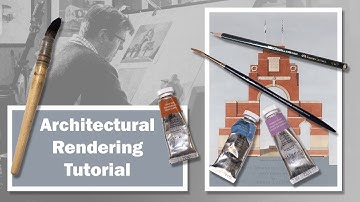 Architectural Rendering of the Thiepval Memorial. Painted in watercolour.