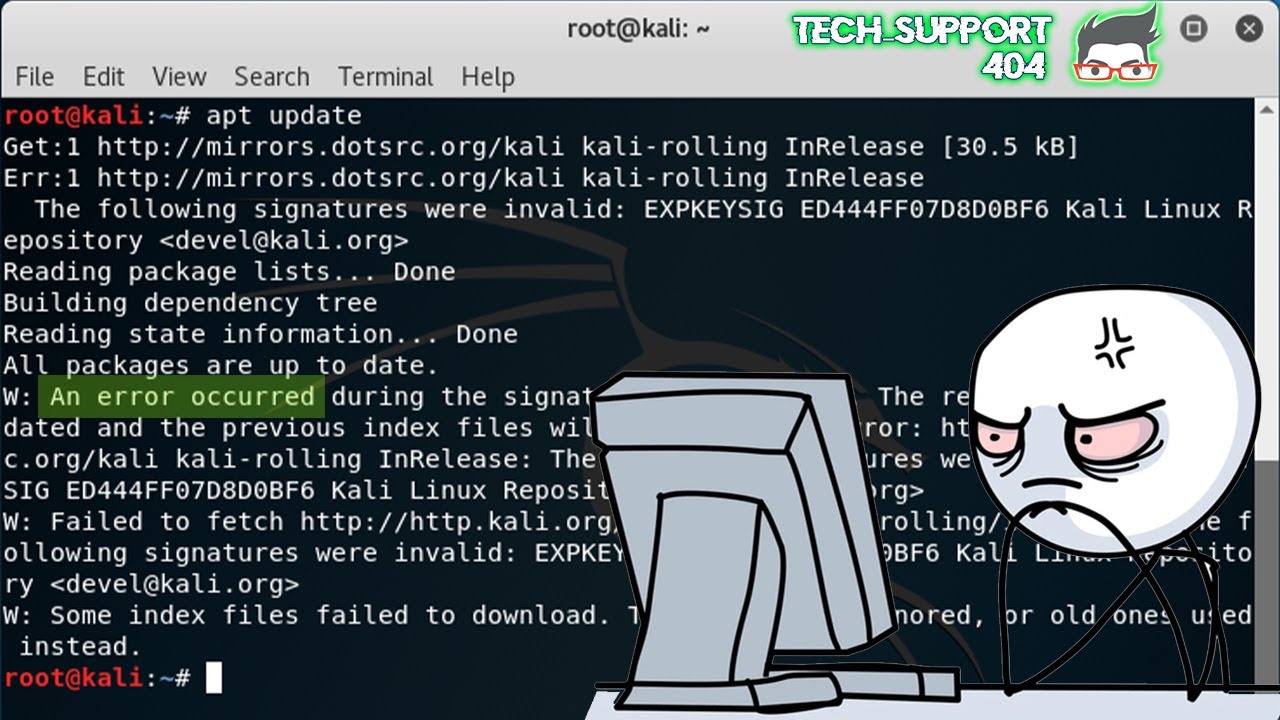 Error en Kali al tratar de actualizar | Warning: An error occurred ...