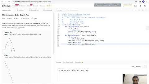 Leetcode-897 : Increasing order search trees (By passing tail pointer)