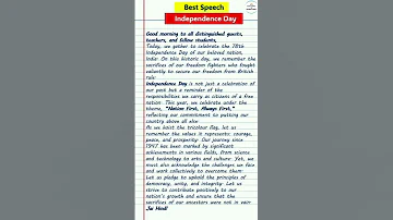 Independence Day Speech Independence Day Speech In English 2024 