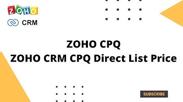 ZOHO CRM CPQ Direct List Price with Product