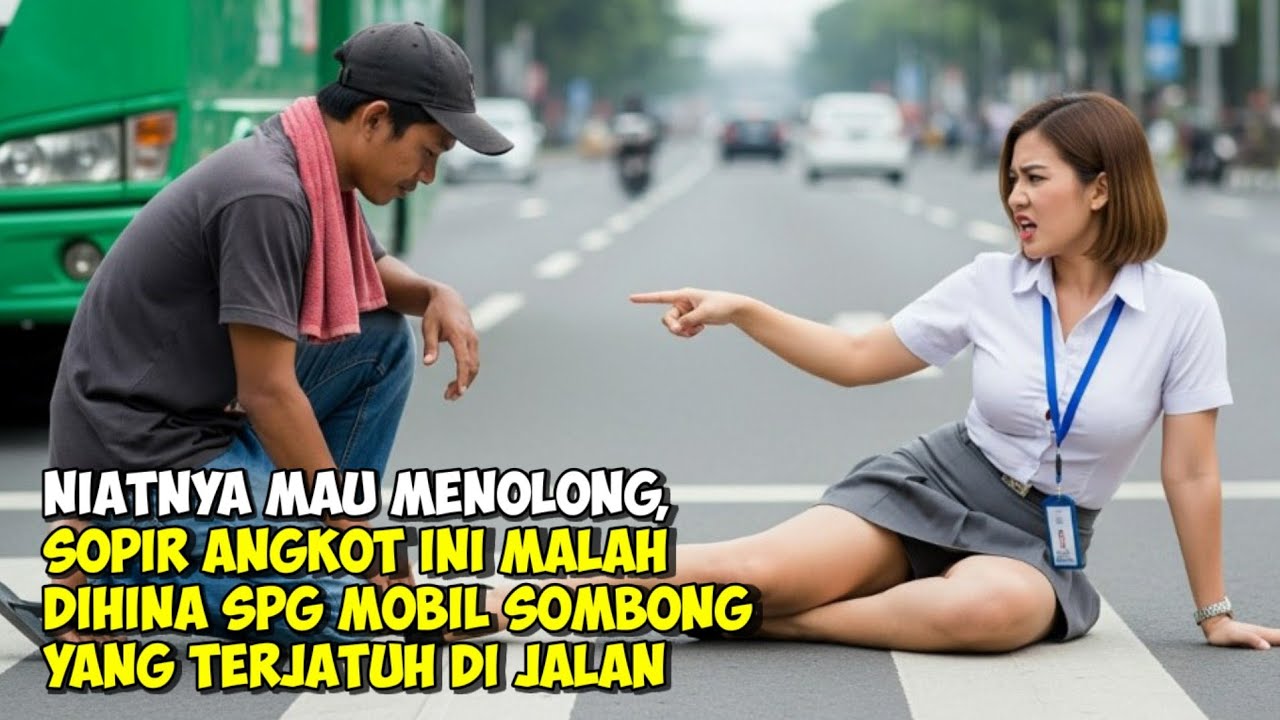 NIATNYA MAU MENOLONG, SOPIR ANGKOT INI MALAH DIHINA SPG MOBIL SOMBONG YANG TERJATUH DI JALAN