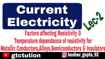 Current electricity Lec2 (Physics+2)Factors affecting Resistivity & its temperature dependence