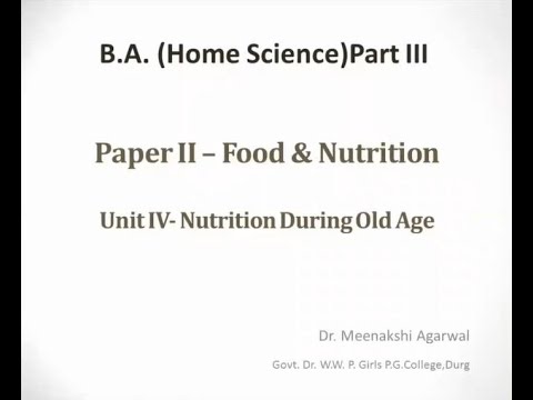 BA Home Science II   Nutrition in old age