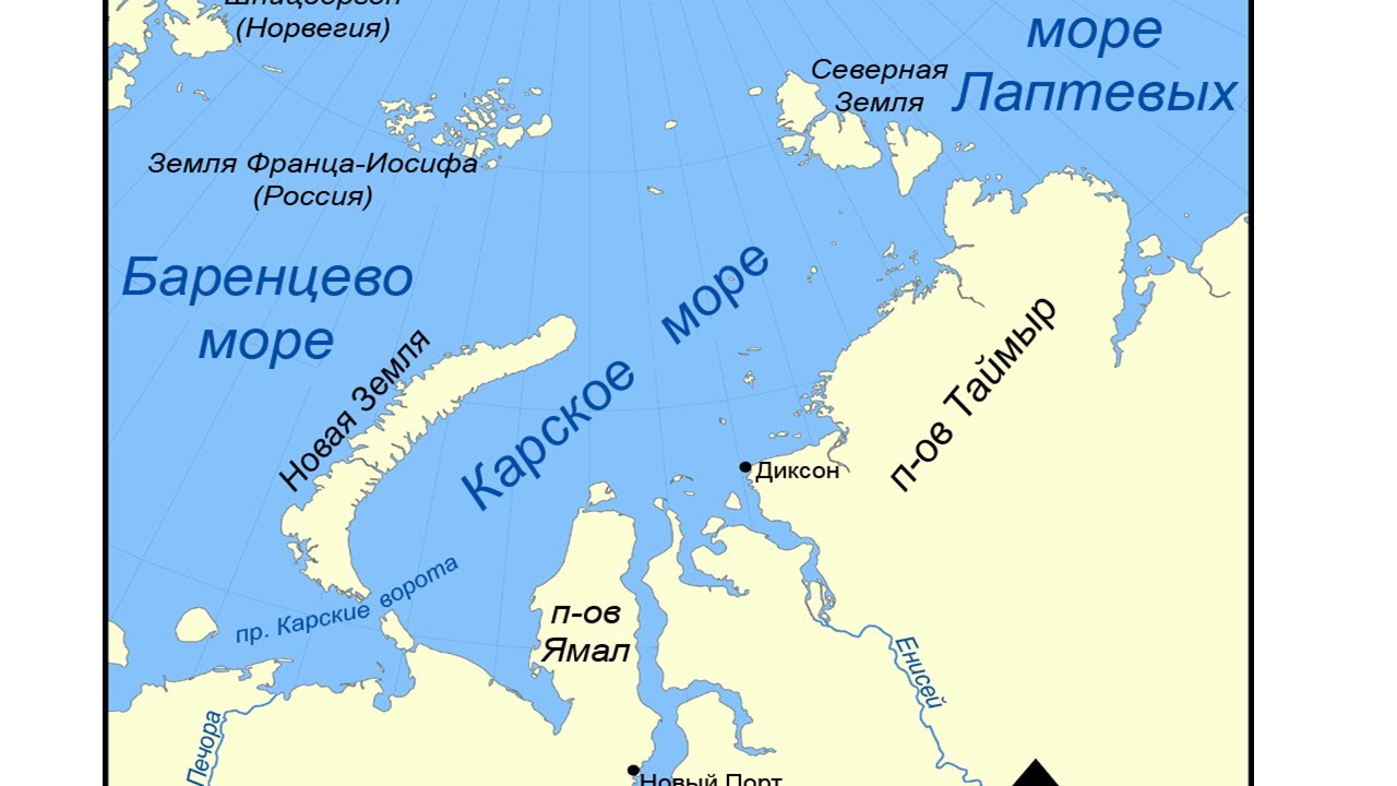 Пролив лаптева на карте россии. Пролив Карские ворота на контурной карте. Карское море Диксон. Баренцево море и Карское море на карте.
