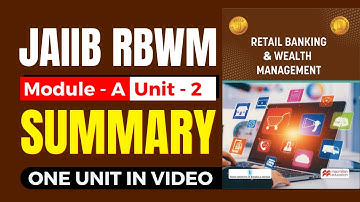 JAIIB RBWM Module A Unit 2 | JAIIB RBWM Summary | JAIIB Retail Banking Wealth Management