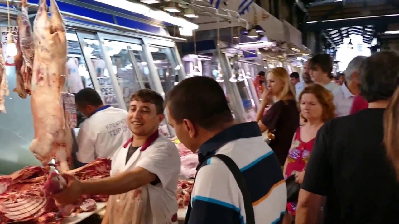 A Walk thru the Meat Market of the Varvakios Agora in Athens, Greece