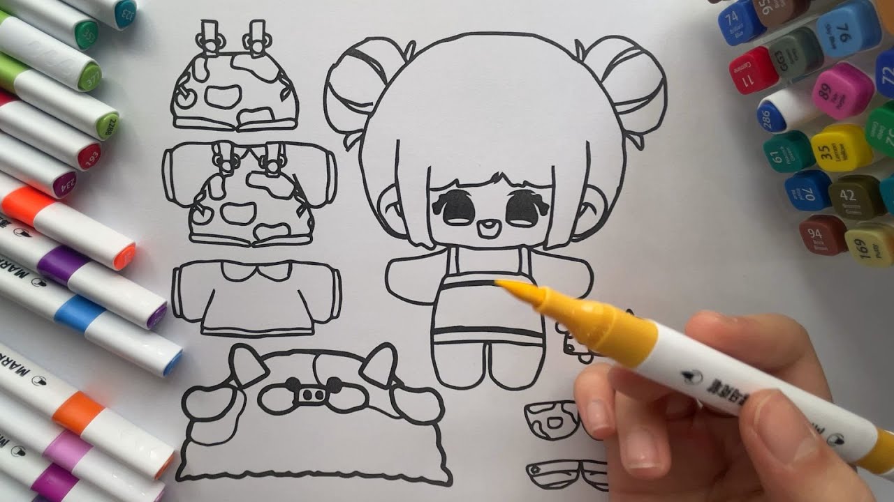 Tranh tô màu búp bê cute - How to color cute Doll Coloring pages for ...