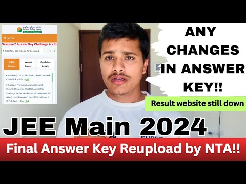 📌UPDATE - JEE Mains Result 2024 Final Answer Key Re uploaded by NTA 🔥 Result Expected soon now ✅