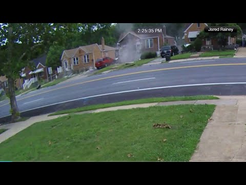 Car goes airborne and crashes into a home