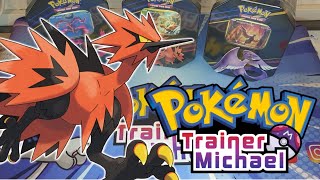 Pokemon Trainer Michael TIN BATTLE! 2/3 zapdos tin crown zenith and LOT'S off free online codes!!!