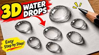 Draw Realistic Water Drops with ONE Pencil ✏️  Easy 3D Drawing for Beginners in 15 Minutes