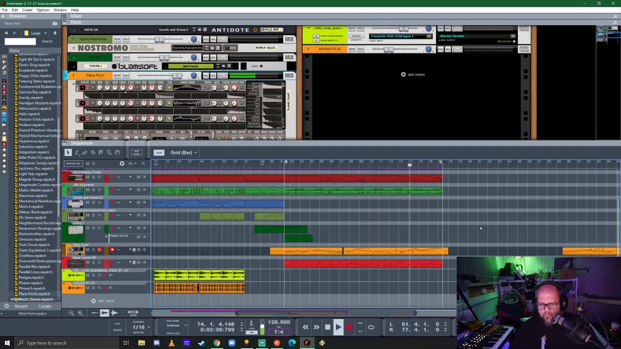 Music making- ambient/psybient, spacey sounds.