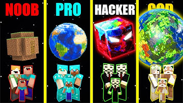 Minecraft Battle: PLANET HOUSE BUILD CHALLENGE - NOOB vs PRO vs HACKER vs GOD / Animation EARTH