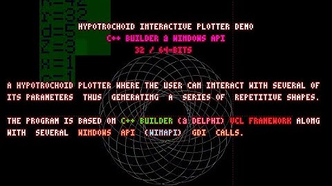 Hypotrochoid Interactive Plotter Demo (Source code) in C++ Builder VCL and WinAPI