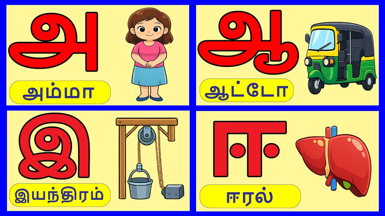 அஆஇஈ உயிர் எழுத்துக்கள்/Uyireluthukkal/Tamil Alphabets for kids/Aaaaeiee  @Khoshiofficial ​