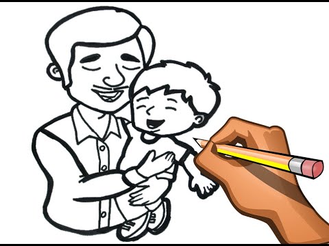 COMO DIBUJAR A PAPA Y SU HIJO / DIBUJO FACIL FELIZ DIA DEL PADRE - YouTube