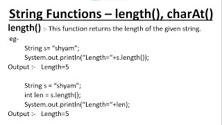 String Functions In Java | length() Function | charAt() Function | String Functions With Example