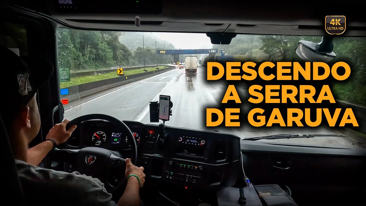 Descendo a Serra de Garuva com Chuva Leve | Scania P280 Toco Carregado rumo a Biguaçu-SC
