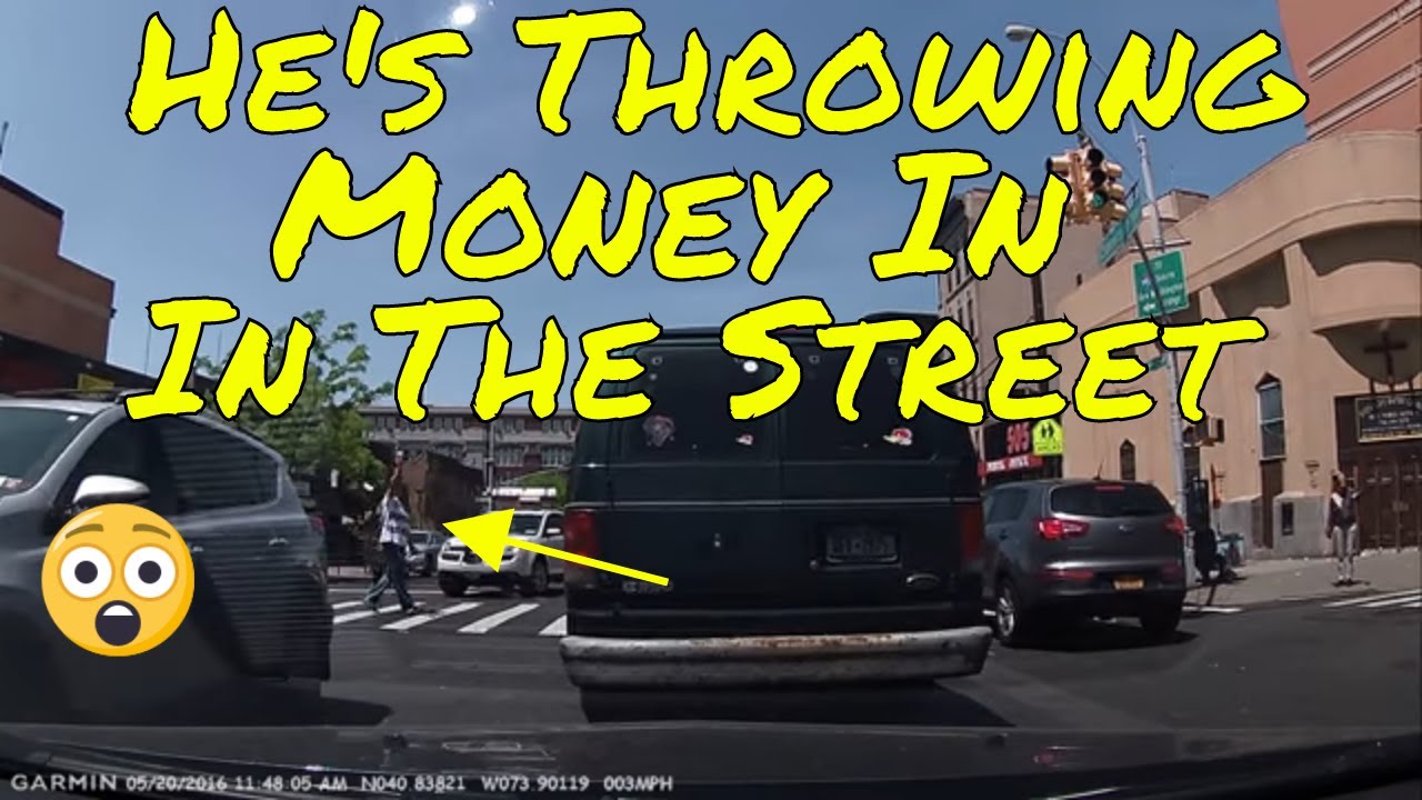 Man throws money in the street. YouTube