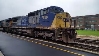 [CSX]7688 C40-8W YN2 & 756 ES44AH Leads U460-26 With & Loud Ass K5H Screaming In Fay NC