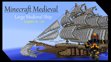 Minecraft Medieval Builds - Large Ship Tutorial - Part 2 of 7 - How to Build a Medieval Ship