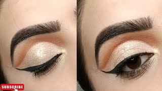 full cut crease eye makeup look❤❤(with brown and white shimmer shade)#youtube #eyemakeup