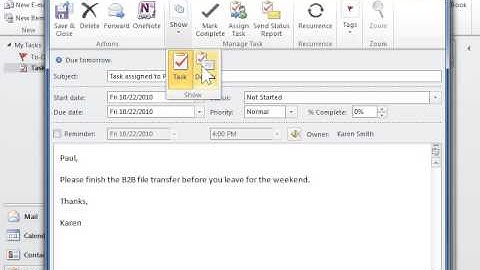 Outlook 2010 Record Mileage, Company, and Other Billing Information for a Task