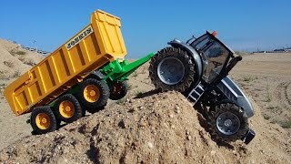 BRUDER RC TRACTOR DOWNHILL RIDE + trailer Joskin Tipping